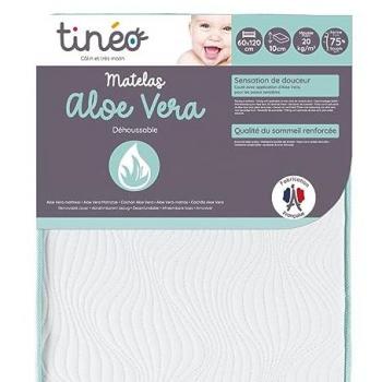 Colchón para cuna Tineo Aloe Vera 60 x 120 cm, Espuma de poliuretano, color blanco