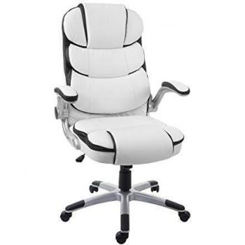 Silla de Oficina Ergonomica HWC-F80, Giratoria, Polipiel Blanco, Ajustable