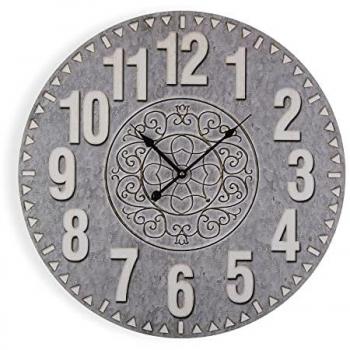 Reloj de Pared Decorativo Versa Hutt en Madera Gris para Cocina, Salón, Comedor y Habitación - Medidas 58x3x58 cm