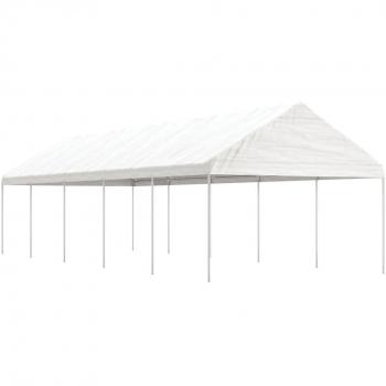 Cenador de jardín con techo de polietileno blanco 11.15x4.08x3.22 m