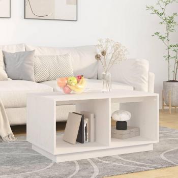 vidaXL Mesa de centro madera maciza de pino blanco 80x50x40 cm