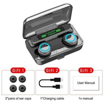 Auriculares TWS Inalámbricos Bluetooth F9-3 Mini Deportivos para Huawei, OPPO, Samsung, iPhone y Xiaomi con Sonido de Música
