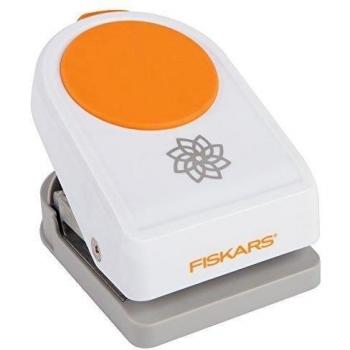 Fiskars Perforadora de figuras complicadas XL - Lotus, Ø 5 cm, Acero de calidad/Plástico, Blanco/Naranja, 1015773