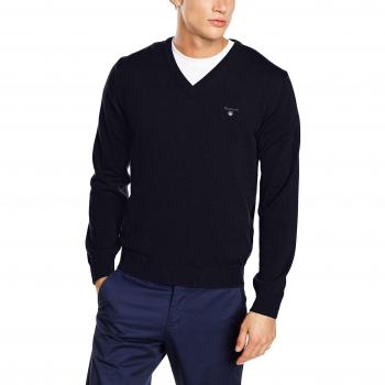 GANT Superfine Lambswool V-Neck Sweater suéter, Azul