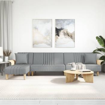 Sofá cama en forma de L de tela gris claro 279x140x70 cm