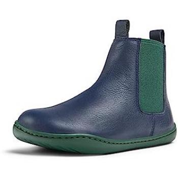 Botines Camper Peu Cami Kids de piel azul con elásticos para niños, talla 33