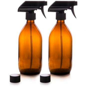 Nutra4Radiance Vaporizador en Botella de Cristal Ámbar 500 mL. Reutilizable por Aromaterapia/Aceite Esencial/Limpieza/Jardinería/Cabello/Bricolaje