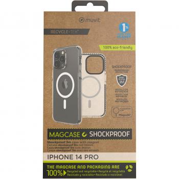 Muvit for Change Funda Recycletek Magsafe Shockproof 3m Transparente/Negra Compatible con Apple iPhone 14 Pro