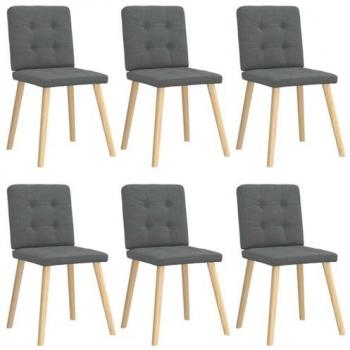 vidaXL Set of 6 Dark Grey Fabric Dining Chairs