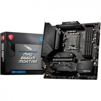 MAG B660M MORTAR Placa Base Micro-ATX - Admite Procesadores Intel Core 12th Gen, LGA 1700 – Dual Channel DRR5, 1 Ranura PCIe 4.0x16, 1 Ranura PCIe 3.0 x16, LAN 2.5G