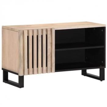 Mueble de TV madera maciza de mango 80x34x46 cm, soporte de TV, aparador de TV, mueble HiFi, banco de TV, armario de TV, mueble multimedia