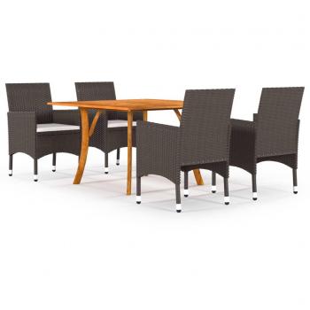 Juego de Comedor para Jardín de 5 Piezas Marrón