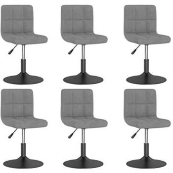 Sillas de comedor giratorias 6 uds de terciopelo gris claro