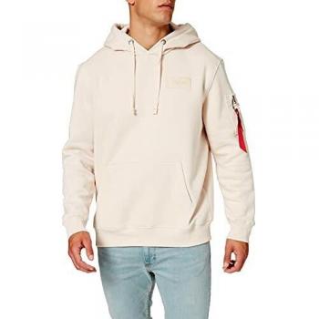 Alpha Industries Jet Stream White Hoodie with Back Print for Men 2XL