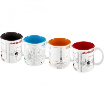 SD Toys SDTSDT89008 - Set de 4 mini tazas de espreso ceramica, diseño Star Wars, color blanco