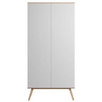 Armario Calicosy 2 puertas con barra y 8 estantes - 101 x 207 cm - blanco/nature