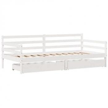 Sofá cama con cajones de madera maciza de pino 90x200 cm