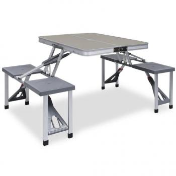 Mesa plegable de camping con 4 asientos de acero y aluminio