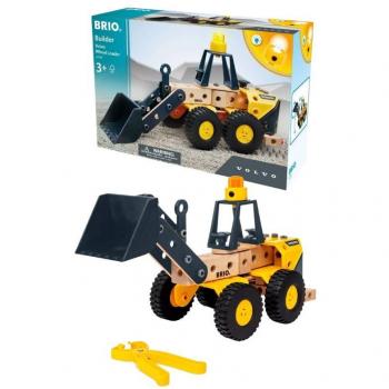Cargadora de ruedas Volvo para constructores BRIO 34598, juego de construcción con diseño detallado, ruedas móviles, fabricada en madera sostenible, adecuada para niños a partir de 3 años