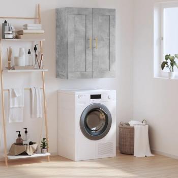 Armario de pared de madera de ingeniería 69,5x34x90 cm con puertas y cajón, mueble de almacenaje moderno para salón en color gris hormigón