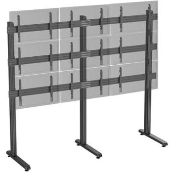 Soporte de Suelo para 9 Televisores de 45-50 - Negro - Ideal para Videowall