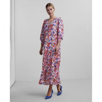 Yas - Vestido largo camisero para mujer, estilo casual, con botones frontales, manga larga, cinturilla ajustable y tejido suave