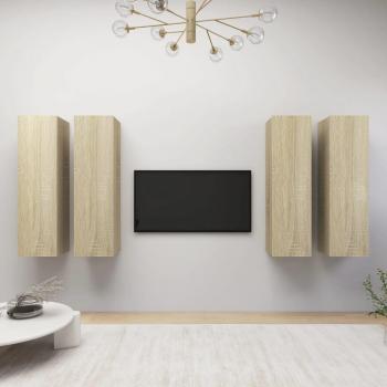 Mueble de salón para TV de pared 4 piezas Sonoma oak 30,5x30x110 cm