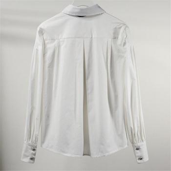 Hembra inferior bolsillo Sunbow corbata camisa camiseta blanca de manga larga mujer fondo camisa,Blanco,M
