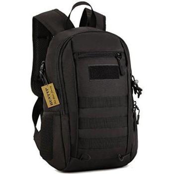 HUNTVP 12L Mini Mochila de Asalto Militar Táctical Molle Bolsa Bandolera para Senderismo Caza Camping - Color Negro