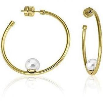 Majorica 16371.01.B.000.010.1 Pendientes Mujer Acero Dorado Perla Tamaño 2 x 40 mm.
