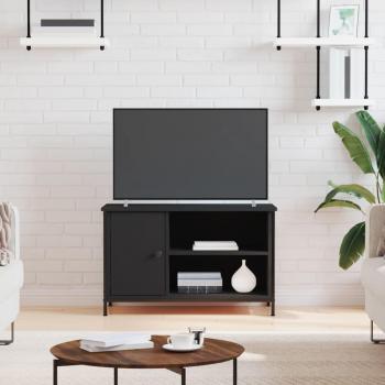 Mueble para TV de madera contrachapada negro 80x40x50 cm, Mueble de salón, Mesa de TV, Mueble tele
