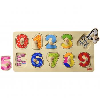 Puzzle de Madera Aprende a Contar - 10 Piezas, Números del 0 al 9, 30 x 15 cm