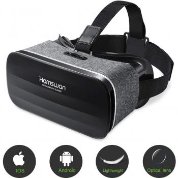3D VR Gafas de Realidad Virtual [Regalo Navidad] HAMSWAN VR Glasse Peso Ligero 238g Visión Panorámico 360 Grados Películas 3D/Jugar Juegos Immersivos para Móviles IOS Android de 4.0 Hasta 6.0 Pulgadas