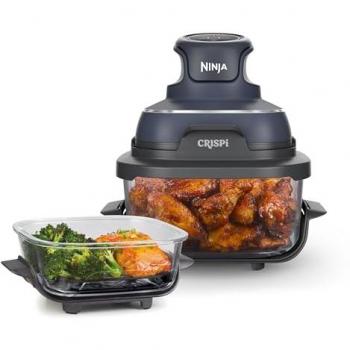 Freidora de aire portátil Ninja CRISPi 4 en 1, 3,8 L, 1700 W, vidrio, azul y gris