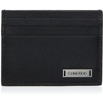 Calvin Klein - Smooth W Plaque Cardholder, Tarjeteros Hombre, Negro