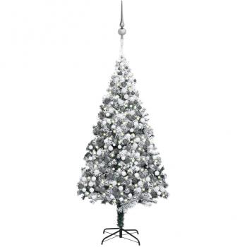 Árbol de Navidad artificial verde de 400 cm con luces LEDs, bolas y nieve