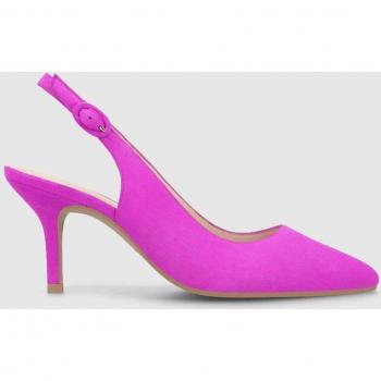 Zapatos de salón destalonados de mujer en ante color fucsia