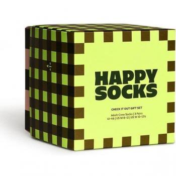 Happy Socks 3-Pack Check It Out Crew Socks Gift Set - Calcetines para Hombre con Dibujos