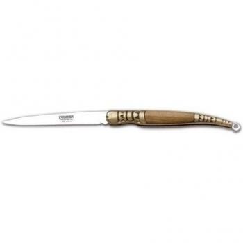 Navaja estilete Cudeman 405-L con mango de madera de olivo y hoja de 5,5 cm.