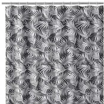 Cortina de baño con Hojas exótica Negra de Tela de poliéster, de 180x200 cm - LOLAhome