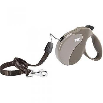Ferplast - Correa Extensible para Perros Amigo Cord S, Cordón retráctil, 5 m, máx. 15 kg, Tórtola