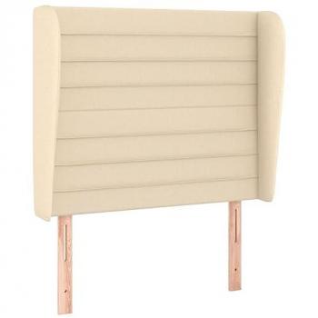Cabecero con orejas de tela color crema 83x23x118/128 cm, tapizado, adorno decorativo para dormitorio, soporte para cama
