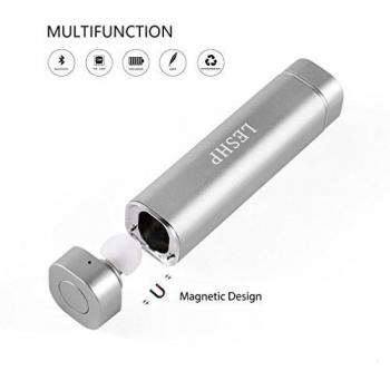 LESHP Mini Auricular Bluetooth 4.1 Inalámbrico con Micrófono + Batería Externa 2 en 1