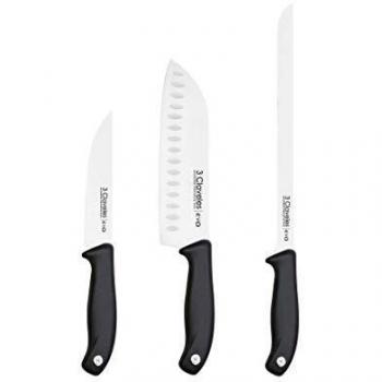 3 Claveles EVO Set Cuchillos, Acero, 1 cm