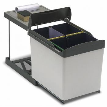 Cubo de reciclaje con ruedas rectangular gris 1x16 L+2x7,5 L Eyckhaus Gris