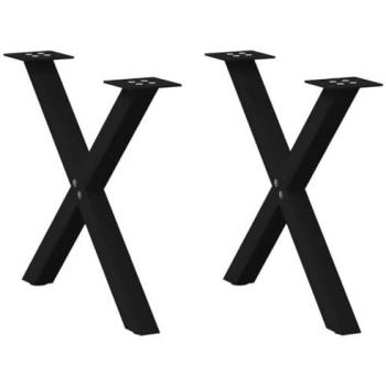 X-Shaped Coffee Table Legs 2 pcs Black Steel 38x(42-43) cm
