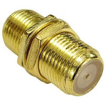 F Tipo Conector Acoplador Unir SAT ONO Cables Con Tuerca Oro