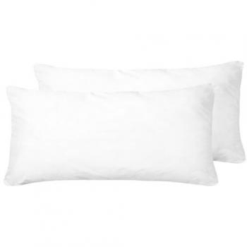 Conjunto de 2 almohadas tradicionales blancas de microfibra con relleno de poliéster y perfil alto, 40 x 80 cm