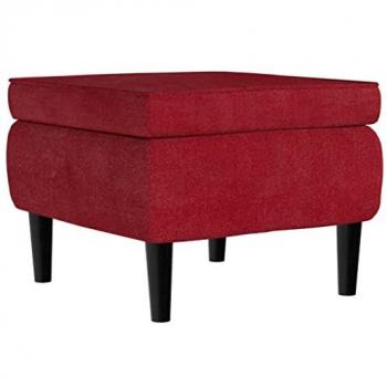 Taburete con patas de madera terciopelo rojo tinto