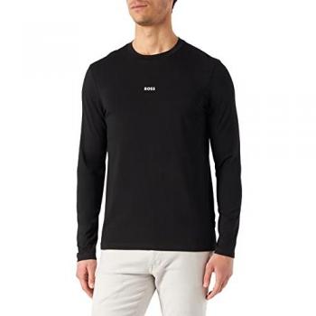 BOSS Men's Long Sleeve TChark Stretch Cotton T-Shirt - Black - Size M
